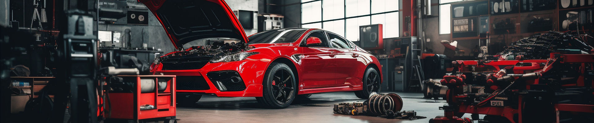 Red sports car repair